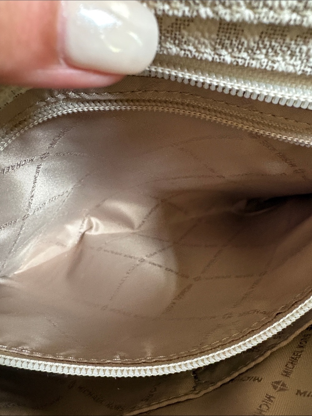 Michael Kors Cream Logo Crossbody with Brown Leather Strap - Picture 7 of 11